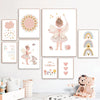 Kawaii Angel Rabbit Rainbow Cloud Kids Room Canvas Wall Art Posters