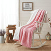 Luxury Blossom Pink Rose Faux Fur Throw Blanket with Sherpa Backside