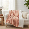 Coral Peach Rose Faux Fur Throw Blanket with Sherpa Backside Cozy