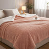 Coral Peach Rose Faux Fur Throw Blanket with Sherpa Backside Cozy