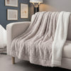 Lavender Grey Faux Fur Throw Blanket with Sherpa Backside Cozy