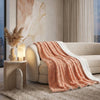 Coral Peach Rose Faux Fur Throw Blanket with Sherpa Backside Cozy