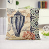18''x18'' coastal print throw pillow | 15 designs nautical & beach themed | rustic seaside accent | insert included