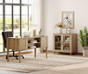 Distressed Oak Farmhouse Executive Desk With Glass