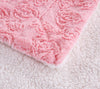 Luxury Blossom Pink Rose Faux Fur Throw Blanket with Sherpa Backside